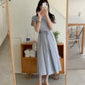Fitted Waist Slightly Mature Style Elegant Flounce Maxi A Line Dress
